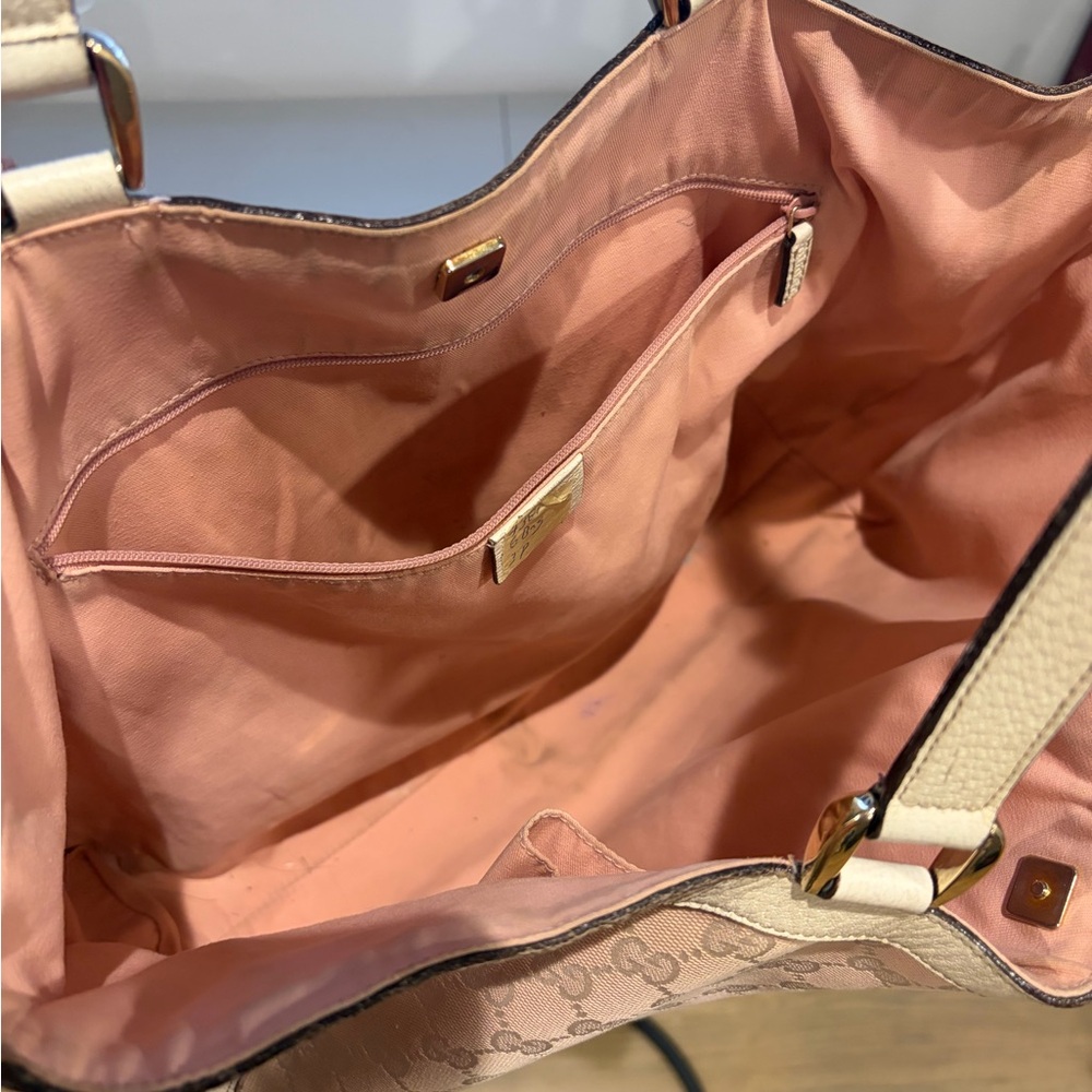 Gucci GG Canvas Tote & Wallet Set Pink Beige Monogram Vintage Luxury Bundle - Picture 11 of 16